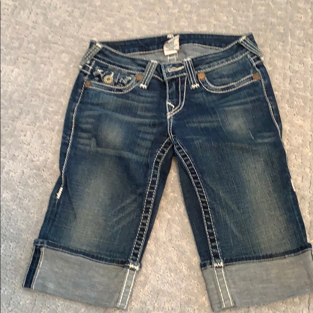 True Religion Dark Blue Cropped Denim Jeans